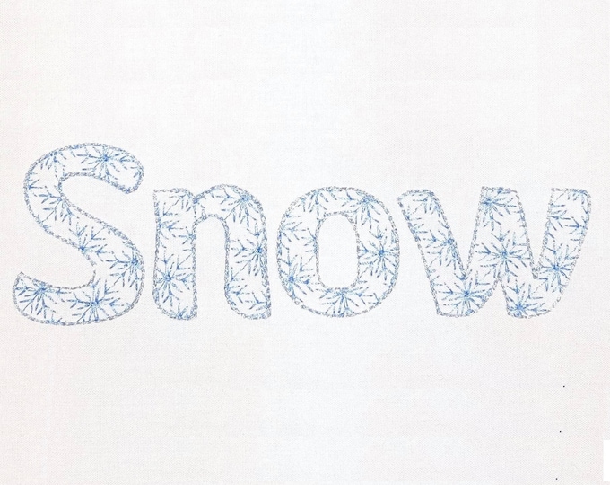 Snow Font light sketch outline machine embroidery font alphabet letters  1.5, 2, 3 and 4 inches BX, vp3, xxx, pes & other embroidery formats