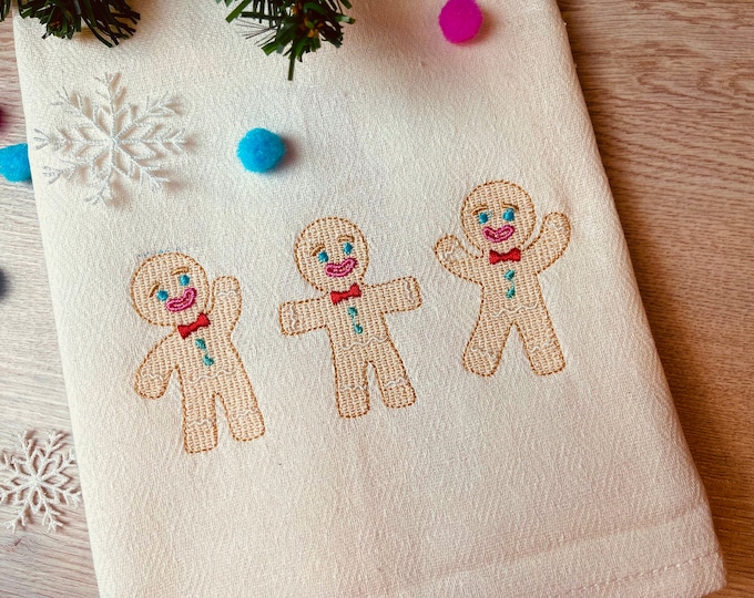 Christmas Gingerbreads three gingerbreads in a row sketch light stitch silhouette outline machine embroidery designs gingerbread emroidery