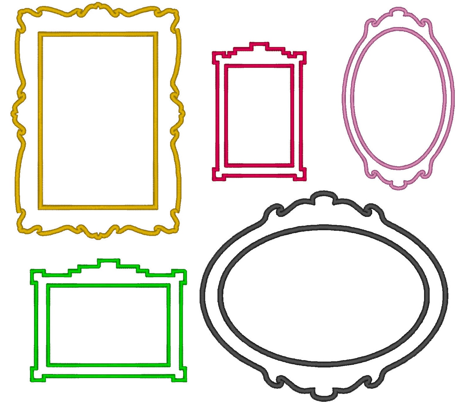 FRAMES Machine Embroidery Applique Designs Set of 5 Single Etsy