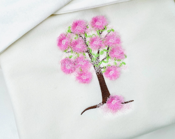 Fringed Blossom Tree Cherry Sakura Apple Tree Flowered Flower Fluffy Fringe floral machine embroidery designs fuzzy bloom sizes 5 up to 7 in