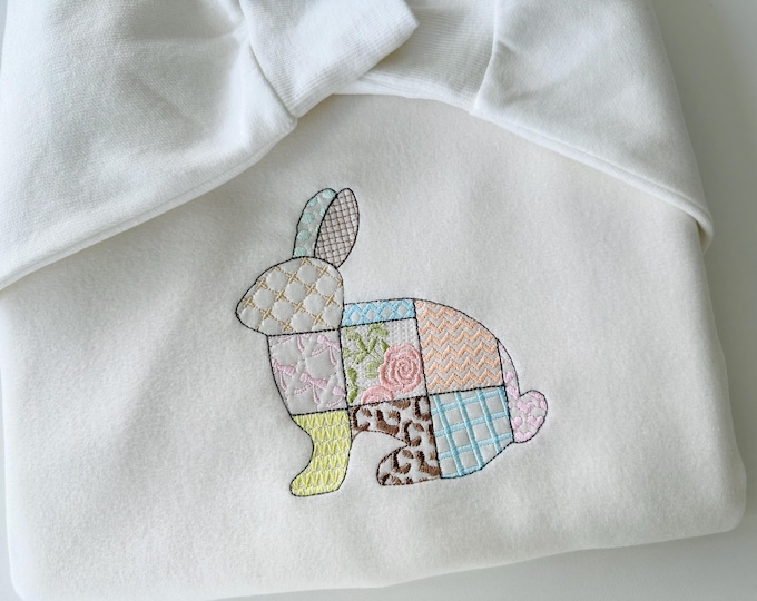 Patchwork Bunny patterned farm animal cute Bunny machine embroidery designs sizes 4 up to 8in kitchen pillowcase t-shirt decorating design