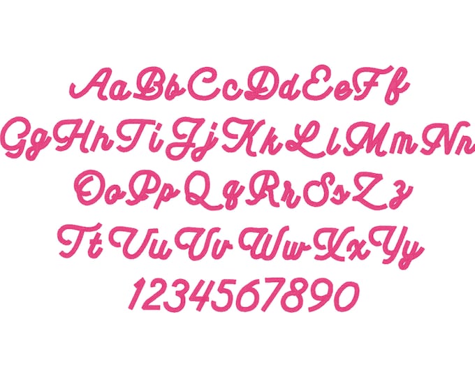 Fill stitch Oliver Font machine embroidery designs script font alphabet letters and numbers playful kids baby monogram sizes 1 up to 2.2inch
