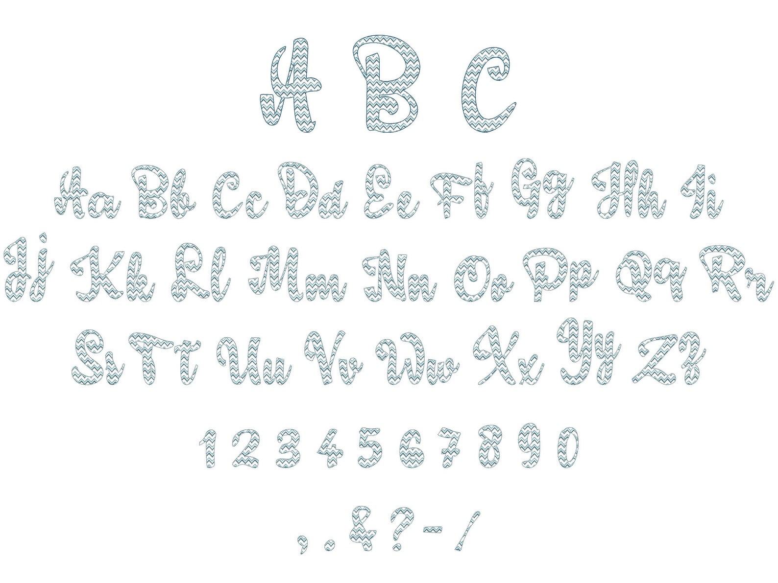 Chevron Zigzag Font 2 Two Colors Script Cursive Alphabet RIC RAC ...