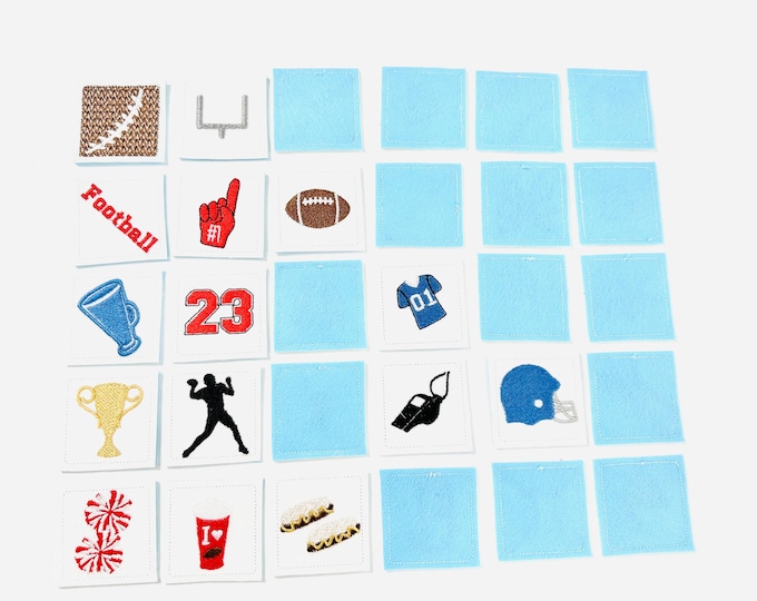Memory game FOOTBALL in the hoop machine embroidery designs download for hoop 4x4  5x7 and 6x10 kids boys sports matching game ITH gift idea
