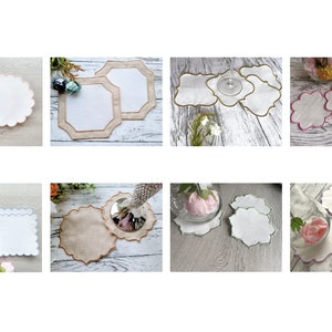 Coasters 8 types in assorted sizes, coaster ITH in the hoop easily machine embroidery designs Set of 8 types doily napkin coaster sweet home