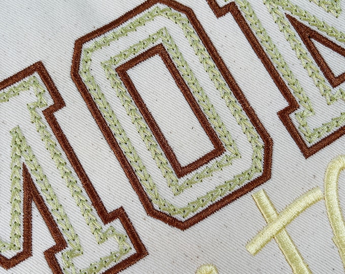Chain stitch and satin stitch 2 outlines Varsity sport Athletic collegiate outline Font machine embroidery designs sizes from 3 up to 6in BX