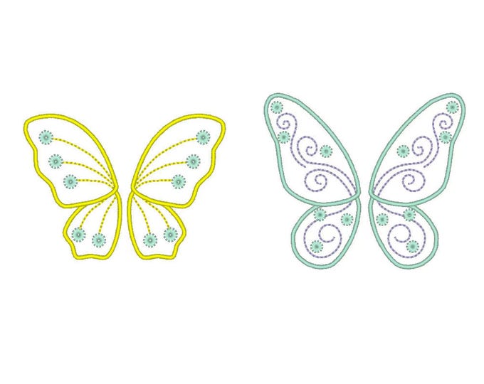 Fairy Wings or Butterfly wings Applique machine embroidery designs fill stitch and appliqué designs SET of 2 types for hoop 4x4, 5x7, 6x10