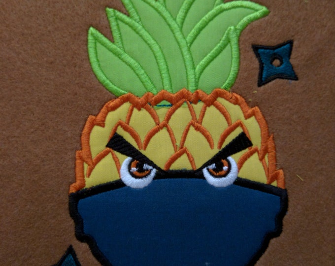 Fruit Ninja Pineapple machine embroidery design, fill stitch and applique designs for hoop 4x4, 5x7 - 4, 5, 5 1/2, 6 in INSTANT DOWNLOAD