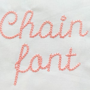 Quick light stitch Chain FONT machine embroidery designs in assorted mini sizes alphabet letters, playful kids link chain name, BX included