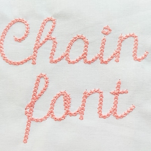 Quick light stitch Chain FONT machine embroidery designs in assorted mini sizes alphabet letters, playful kids link chain name, BX included