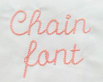 Quick light stitch Chain FONT machine embroidery designs in assorted mini sizes alphabet letters, playful kids link chain name, BX included