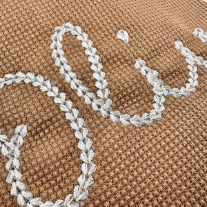 Extra Bold Chain stitch FONT grosso corrente máquina de bordado desenhos monograma alfabeto fonte manuscrita letras suéter de malha efeito feito à mão