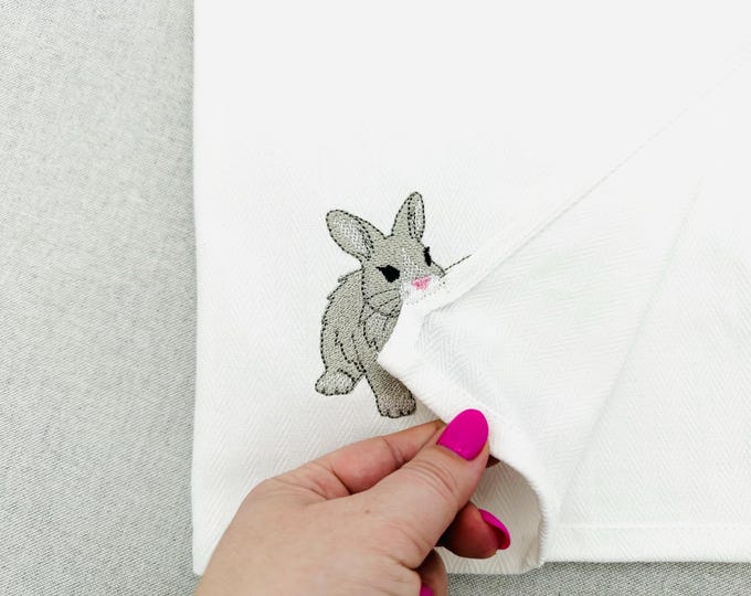 Lovely Playing Baby Bunny Rabbit kitchen dish towel animal Thief kids machine embroidery designs ITH project simply in the hoop