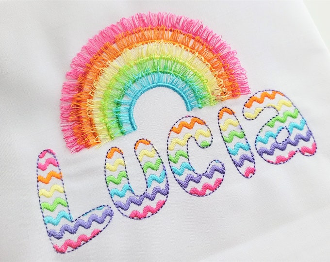 RIC RAC patterned Font monogram alphabet letters machine embroidery designs and raggedy applique designs colorful ruffle font BX included
