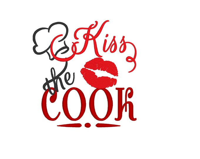 Kiss the Cook Kitchen cute quote machine embroidery designs for hoop 4x4 5x7 dish towel embroidery kitchen towel apron awesome gift idea