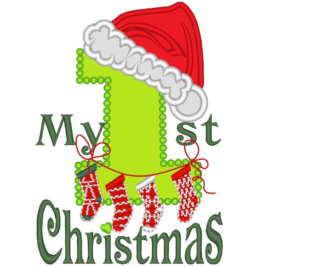 My 1st Christmas Applique designs 4x4 and 5x7 INSTANT DOWNLOAD