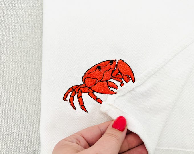 Cute Playing Crab kitchen dish towel sealife beach animal Thief kids machine embroidery designs ITH project simply in the hoop