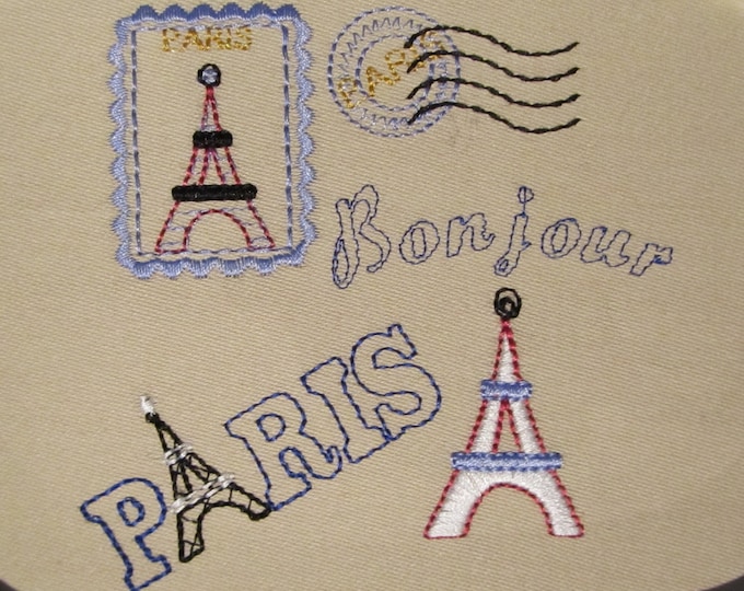 Bonjour Paris - fill stitch designs, download - for hoop 4x4