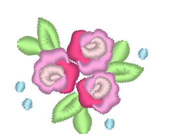 Precious accent mini rose, small rose, small flower, mini roses, mini, wee, micro rose machine embroidery designs, sizes 0.4, 0.8, 1 , 1.2