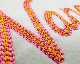 Double Chain stitch FONT Spun handwritten Alphabet Monogram letters and punctuation machine embroidery designs sizes 1.6 up to 3.2 inch BX