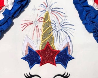 Pretty eyes Unicorn head with star stars crown patriotic applique machine embroidery designs Rainbow unicorn embroidery unicorn face