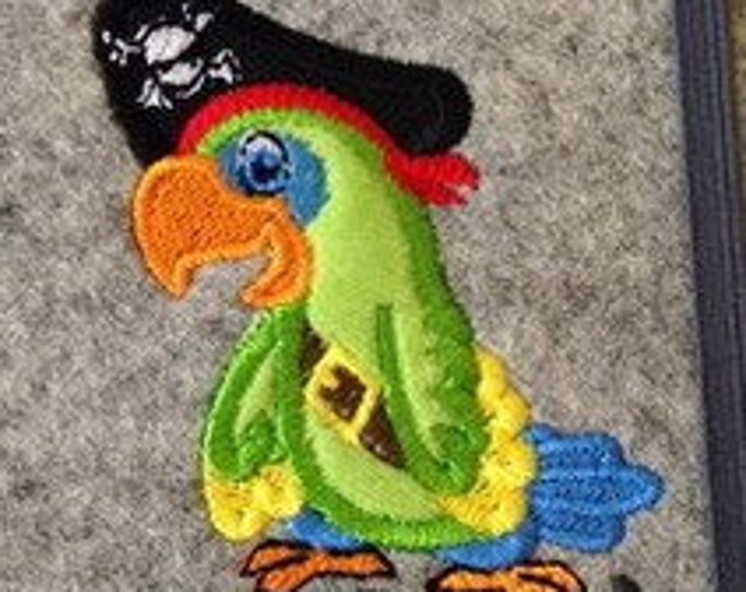 Pirate Parrot applique machine embroidery designs multiple sizes for hoop 4x4 and 5x7, kids boy Bird Parrot Corsair Sea Wolf Sailor