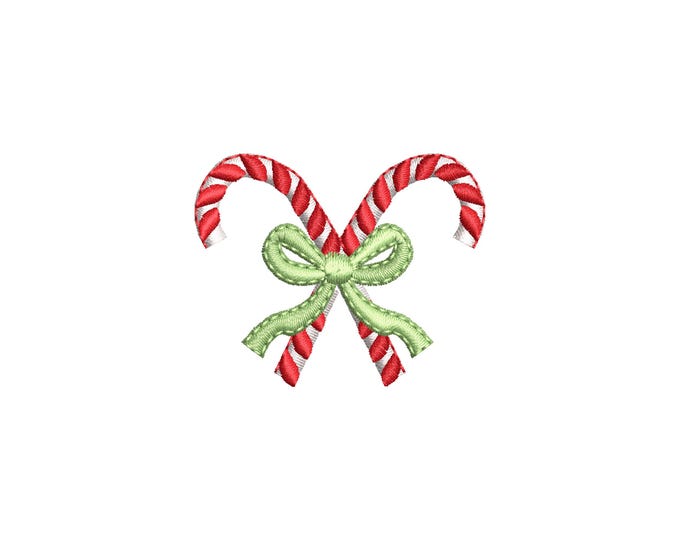 Mini Candy Cane candies with a Bow machine embroidery designs Christmas decor kids monogram accent home decoration sizes 1.3 up to 2 inch