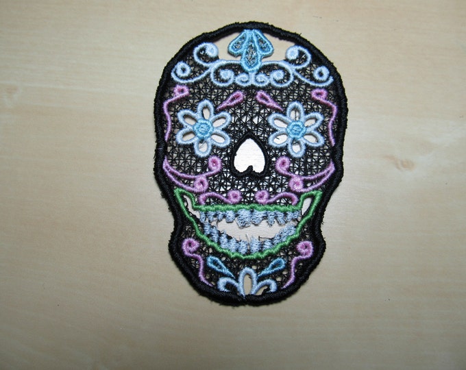 FSL, Free standing multicolored lace Day of the Dead Skull, Calavera - embroidery designs 4x4 INSTANT DOWNLOAD