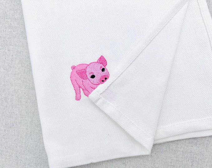 Cute Playing Little Baby Pig Piglet Piggie kitchen dish towel Farm animal kids machine embroidery designs ITH project simply in the hoop