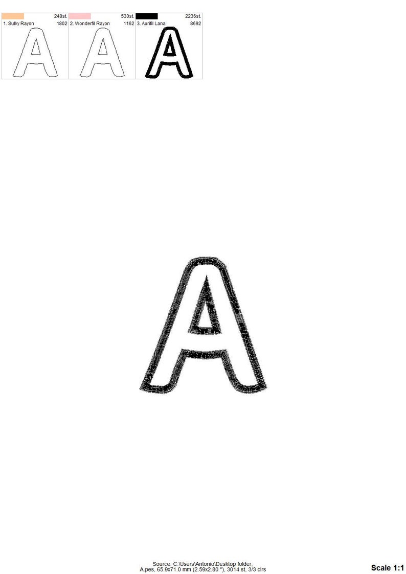 Monogram applique Font machine embroidery applique designs monogram alphabet letters sizes from 1.5 2, 2.5, 3, 4, 4.5 inches BX included! image 8