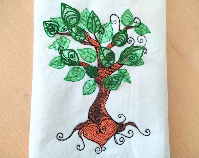 lace free standing lace FSL leaves Tree, tree of life, love three, tree drawing, light sketch line machine embroidery design 5x7 and 6x10