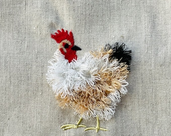 Cute fluffy Chicken fringed fur chenille farm bird small machine embroidery designs  fringe in the hoop ITH project awesome chicken chick