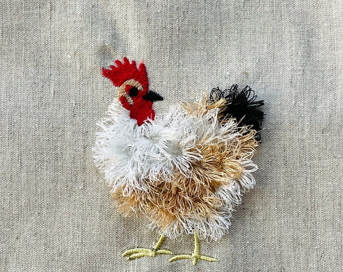 Chicken fringed fluffy chenille farm bird small machine embroidery designs  awesome fringe fur chickens design