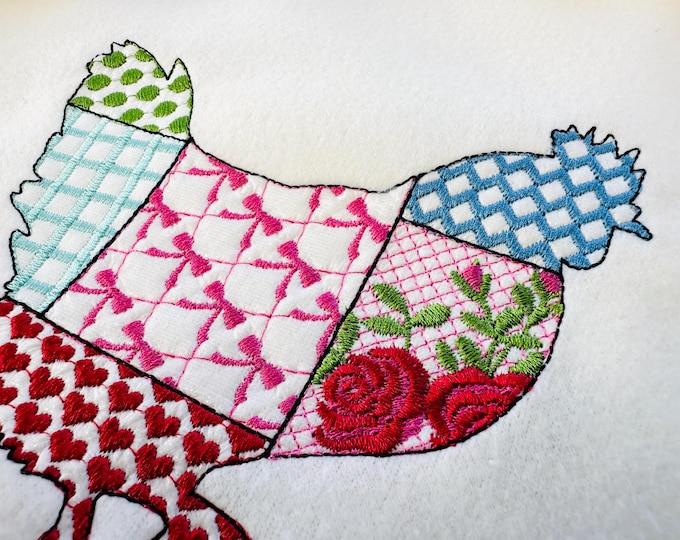 Patchwork Chicken awesome patterned farm bird machine embroidery designs many sizes 4 up to 6 inches light stitch Chicken silhouette