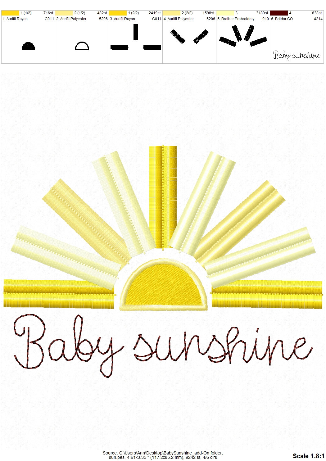 Brighten Your Day with the You Are My Sunshine Embroidery Design