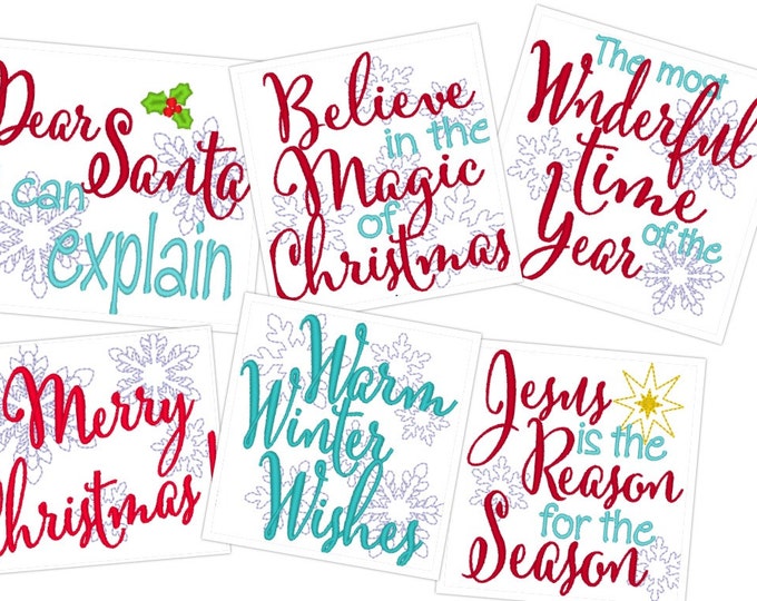 Merry Christmas quotes  - machine embroidery designs - 4x4, Santa, Believe, magic, wonderful, Warm winter wishes, Jesus reason designs