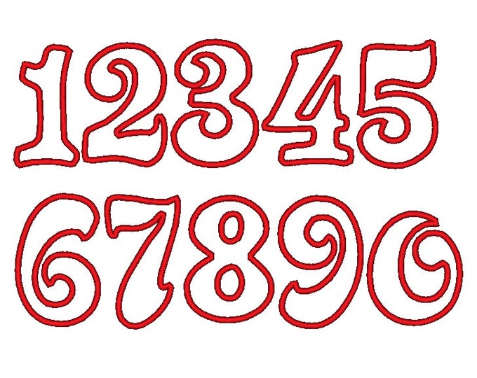 Wide satin stitch Numbers , machine embroidery applique designs - 2, 3, 4, 5 and 6 inches  INSTANT DOWNLOAD