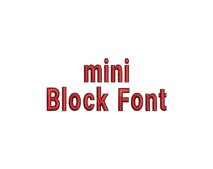 Mini Block FONT satin stitch and outline alphabet uppercase and lowercase monogram machine embroidery designs small sizes 0.6 up to 1.2 inch