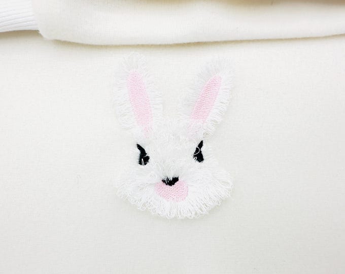 Fringed Fluffy Easter Bunny Head fringe animal kids baby girls boys cute Bunny machine embroidery designs fuzzy chenille sizes 3 up to 4 in