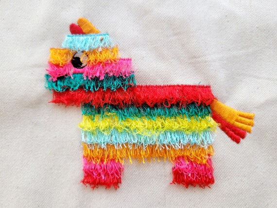 Colorful piñata Fringed fluffy chenille Party Donkey Pinata toy machine embroidery designs for hoop 4x4, 5x7 fringe fur ITH kids pinata