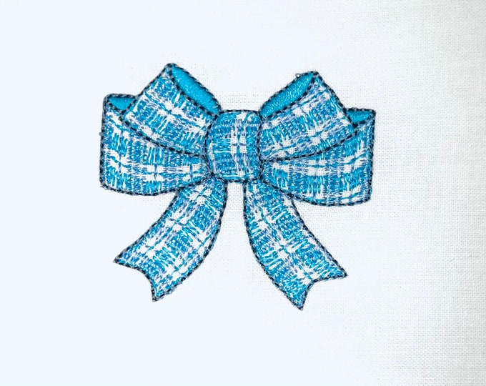 Mini small gingham tartan plaid checkered Bow machine embroidery designs kids baby girl girly pretty little bow lace ribbon assorted sizes