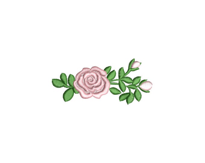 Accent mini Rose flower branch light stitch machine embroidery designs kids baby girls outfit embellishment mini sizes 2.5 up to 4 inch