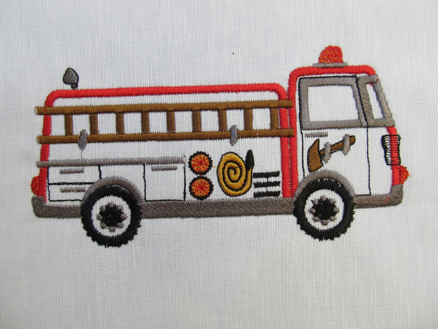 Firetruck Applique Machine Embroidery Design for Hoop 4x4 5x7 Etsy