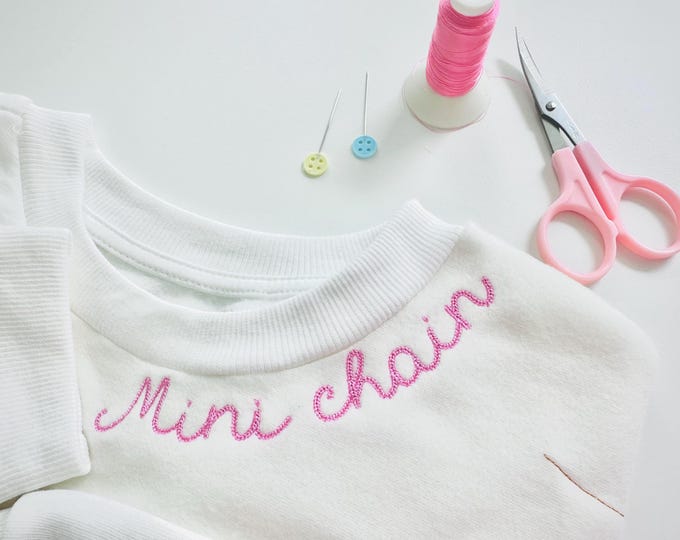 Tiny Chain FONT machine embroidery designs in mini sizes 0.6 up to 2 inch Neckline Font kids baby handwritten script alphabet letters BX
