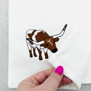Adorable Playing Texas Longhorn Cow kitchen dish towel Farm animal Thief kids machine embroidery designs ITH project simply in the hoop by Artapli embroidery format PES HUS JEF EXP DST VIP VP3 XXX instant download