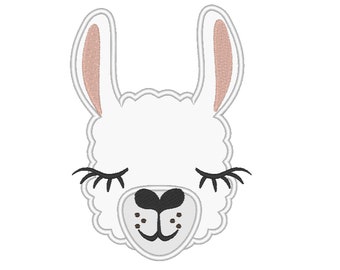 Llama or alpaca head with pretty eyes applique machine embroidery designs applique embroidery llama face drama llama design