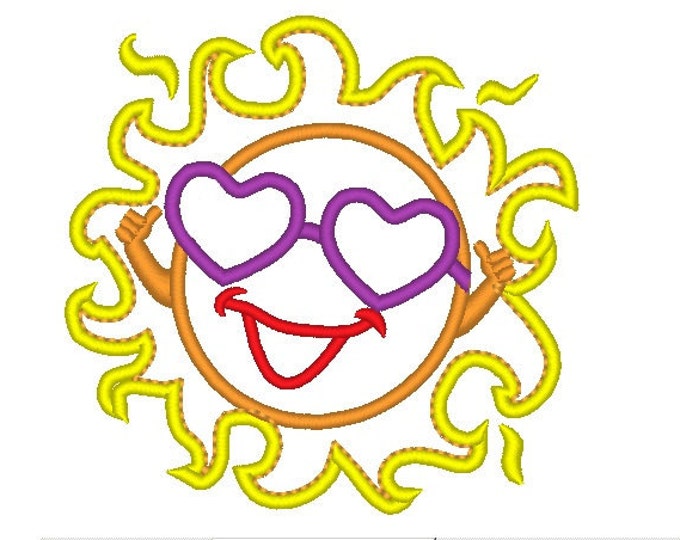 Summer Sun - machine embroidery applique designs INSTANT DOWNLOAD - 4x4, 5x7 and 6x10