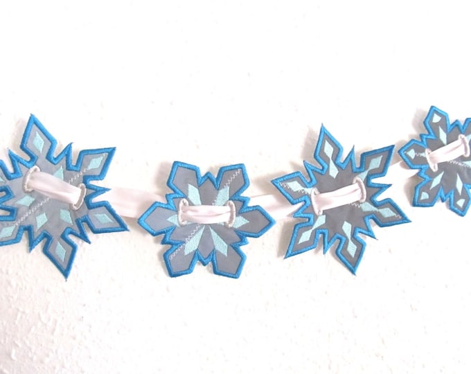 Snowflakes Banners, 4 types, In The Hoop Machine Embroidery Applique designs,   all done In-The-Hoop, multiple sizes