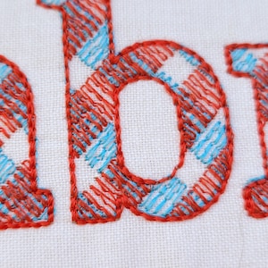MINI Buffalo Tartan Font plaid gingham light sketch outline alphabet letters machine embroidery designs many small sizes up to 2.8in BX incl