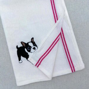 Playing Boston Terrier Puppy Dog Mama kitchen dish towel pet animal kids machine embroidery designs ITH project in the hoop French Bulldog image 6